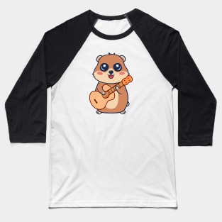 Adorable groundhog Playing Acoustic Guitar Cartoon Baseball T-Shirt